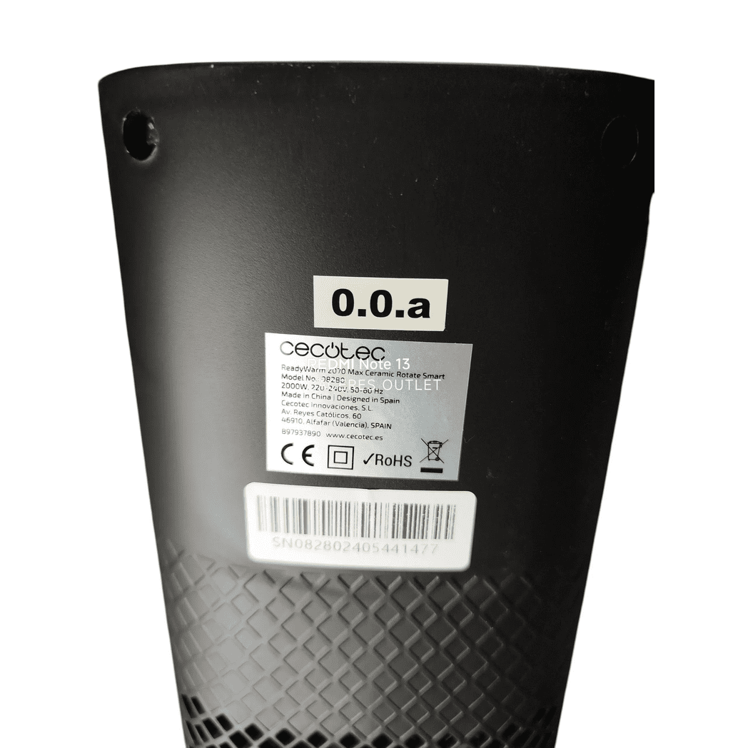 ReadyWarm 2070 Max Ceramic Rotate Smart Calefactor cerámico de 2000 W (Negro) - Calefactor cerámico Recambio Original Cecotec
