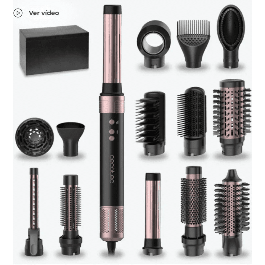 CeramicCare 14in1 AirGlam Black - Moldeador Multifunción Profesional - Cuidado Personal Recambio Original Cecotec